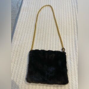 Fake fur shoulder bag
